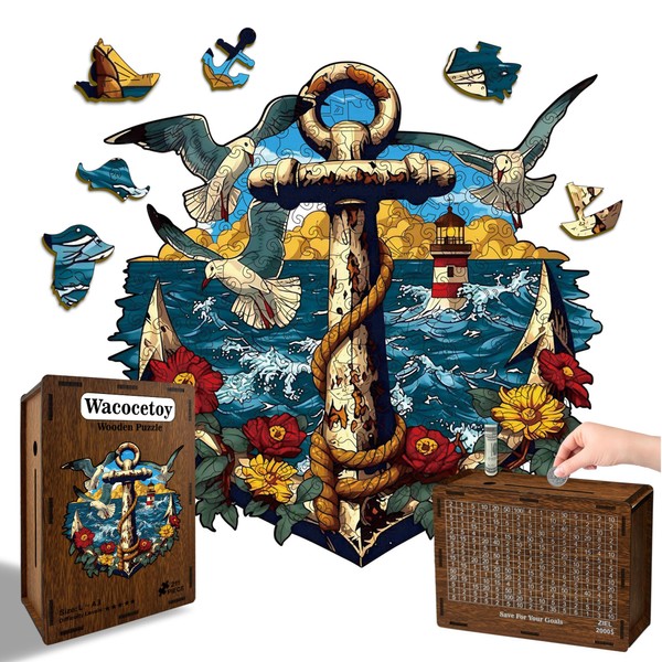 Ship Anchor Adult Wooden Jigsaw Puzzle, 211 Pieces 10.9x11 inches,