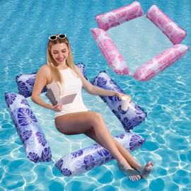 Ayizhiniu 2pcs Luftmatratze Pool, 4 in 1 Poolspielzeug Wasserhängematte, Pool Bschwimmmatte Hängematte, Luftmatratze mit Netz, Gilt für Sommer Erwachsene Kinder Schwimmbad Spielen