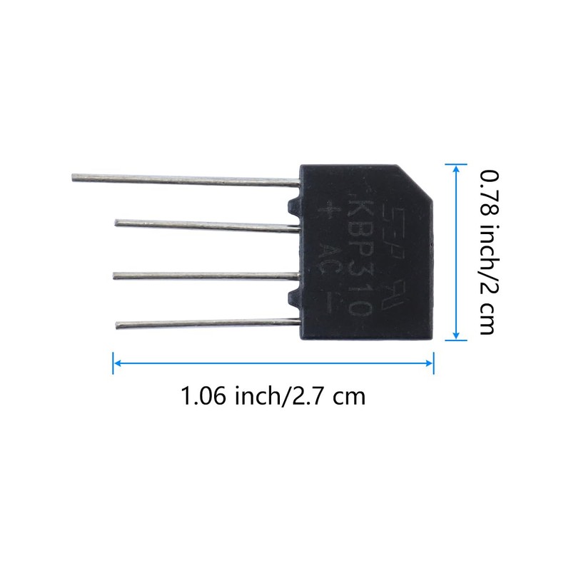 Gurtt 10pcs KBP310 Bridge Rectifier Diode Single Phase, 1000 V/3A,Full