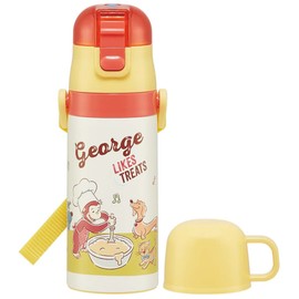 Skater SKDC3-A Water Bottle, 11.8 fl oz (350 ml), Curious George 23 for Children, Direct Drinking Cup, 2-Way, Includes Cup, Stainless Steel