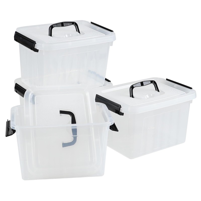 Uumitty 4-Pack 6.5 Quart Small Storage Boxes, Plastic Storage Latch