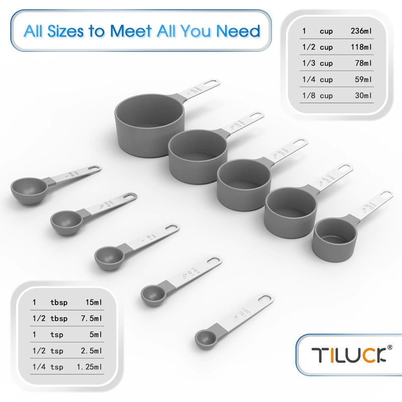 TILUCK Measuring Cups & Spoons Set, Stackable Cups and Spoons,