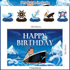 Nautical Party Decorations Cruise Ship Birthday Party Decor Supplies Includes Happy Birthday Banner Hanging Swirls for Ocean Ship Anchor Nautical Sailor Birthday Party Decorations
