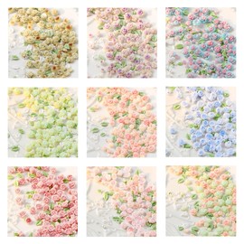Nail Parts, Rose, Moon Flower 3D Resin Nail Accessories Set, Nail Decoration, Flower Jewelry Parts, Green Leaf, Beautiful, Multi-Color, Nail Stone, Rhinestone, Nail Decoration, Deco Parts (Rose)