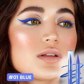 AMY'S DIARY Blue Gel Eyeliner,Cream Eyeliner Tool Smudge Proof Eyeliner Pencil,Matte Blue Eye-liner Pencil Tattoo Eyeliner Pen, Eyeliner Gel Stick Makeup Eye-liners for Women Girls (blue)