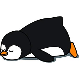 Cute Sleepy Lazy Penguin Cartoon Vinyl Sticker (4" Wide, Penguin)