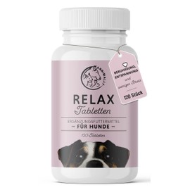 Annimally Dog Relax Tablets - Feel-Good Tablets for Dogs with Valerian, St. John's Wort, L-Tryptophan, 120 Tablets for Anxiety, Stress & for Travel - High Acceptance