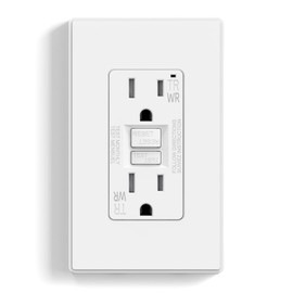 ELEGRP GFCI Outlet Outdoor, 15 Amp Self-Test GFI Electrical Outlet with Thinner Design, Weather & Tamper Resistant GFCI Receptacle, Ground Fault Receptacle w/Wall Plate, UL Listed, Matte White, 1 Pack
