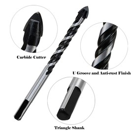 Hymnorq Masonry Drill Bits with Carbide Tipped Cutter, 10PC Set in 5 Sizes 1/8 1/4 5/16 3/8 and 1/2 Inch, Multifunctional for Ceramic, Terracotta Tile Brick Cement Concrete Plastic Cinderblock Wood