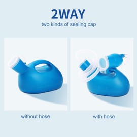 WONDSIGHIN Portable Urinals for Men Spill Proof 2000ml/0.53 GAL with 60" Long Hose and Lid, Men Urinal Bottle Reusable Male Pee Bottle for Elderly, Hospital, Travel, Camping