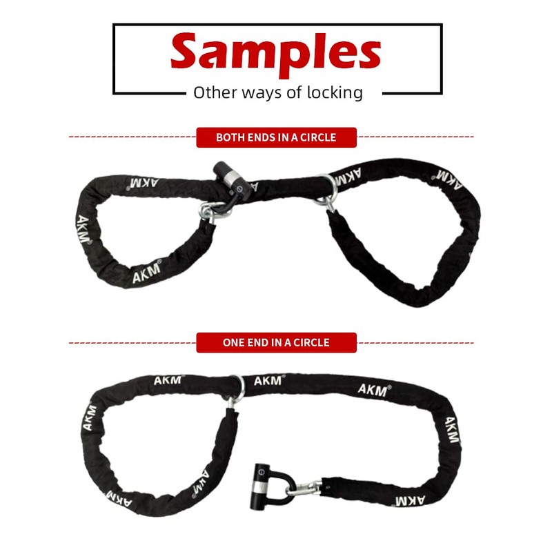 AKM Motorcycle Lock Chain Lock Anti-Theft 6.56ft/250cm Super Long Durable