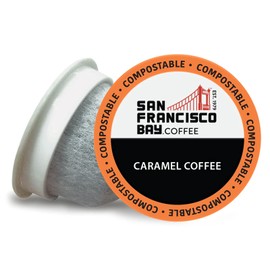 SF Bay Coffee OneCUP Caramel Coffee 80 Ct Flavored Medium Roast Compostable Coffee Pods, K Cup Compatible including Keurig 2.0 (Packaging May Vary)