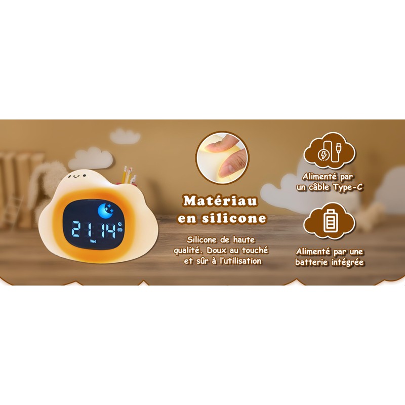 Learning Alarm Clock for Kids Day/Night - Night Light for