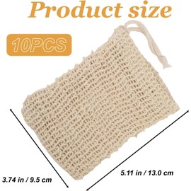 10 Pcs Sisal Soap Bag with Drawstring – Natural Exfoliating Soap Saver Bag, Eco-Friendly, Ideal for Soap Storage and Exfoliating Skin