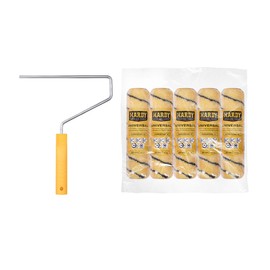 HARDY WORKING TOOLS A0180-515000 Painter Set, Paint Roller and 5 Pieces Polyester Paint Rollers, Pile Height 13 mm, Length 25 cm, Diameter 48 mm, Black/Yellow