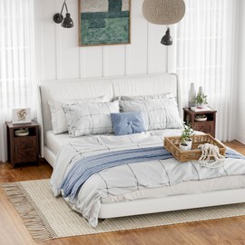 YESHOMY Farmhouse Modern Nightstand with Shelf and Barn Door, Set of 2 for Bedroom, Espresso