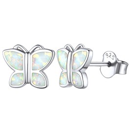 ChicSilver Women Opal Jewelry 925 Sterling Silver Pear Cut Teardrop White Opal Earrings Dainty Small Cubic Zirconia Stud Earrings Hypoallergenic