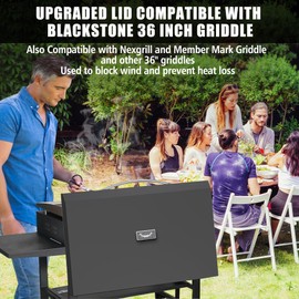 SafBbcue Griddle Hard Cover Hood for Blackstone 36" Griddle 1560 1836 1565 2122 1825, Powder-Coated Hard Top Lid with Temperature Gauge, Griddle Cover for Blackstone 36" Flat Top Grill Wind Protection