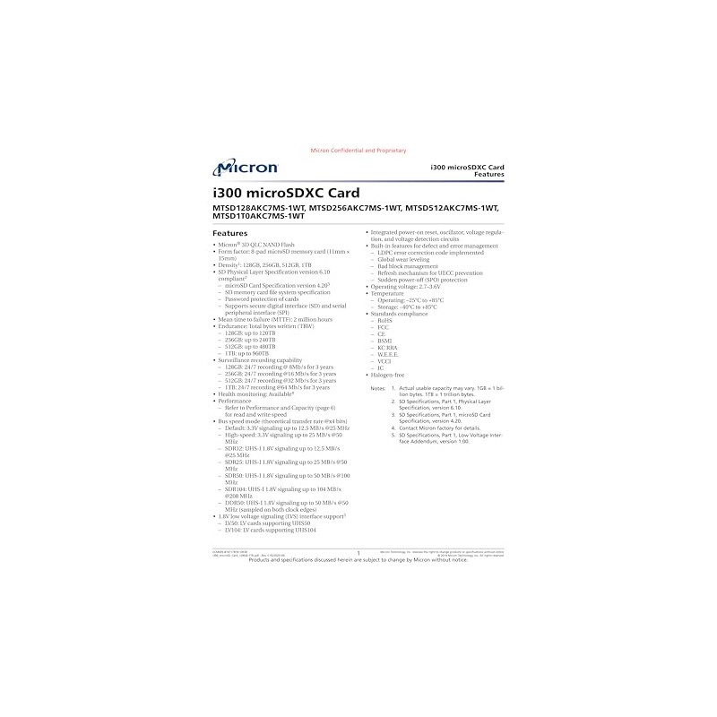 Micron MTSD256AKC7MS-1WT MicroSDXC Card, 256GB Storage Capacity, Black and Blue,