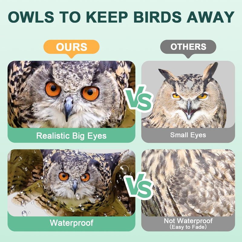 Vicsiyi Owls to Keep Birds Away: 2Pack Fake Owls with
