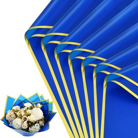 BEISHIDA 20 Sheets Royal Blue Flower Wrapping Paper,Royal Blue Floral Paper,Bouquet Paper,Matte with Black Edges Paper for Graduation Christmas Valentine's Day Birthdays Flowers Bouquet Gift Wrapping