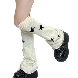 WODECASA Girls Kawaii Leg Warmers Knitted Flared Leg Sleeves Goth Crochet Baggy Cuff Ankle Heap Socks