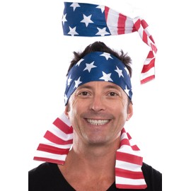 City Costume Wigs American Flag Bandana - Sporty, Fun, Cooling USA Bandana Headband - Awesome Red White and Blue Bandana for Patriotic Events and Outdoor Activities