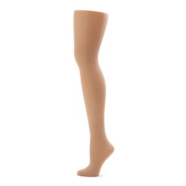 Capezio Big Girls' Ultra Soft Self Knit Waistband Footed Tight, Caramel, One Size (Child 8-12)