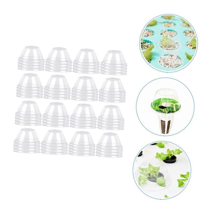 CIYODO 150Pcs Transparent Humidity Domes for Hydroponic Growing Plant Protectors