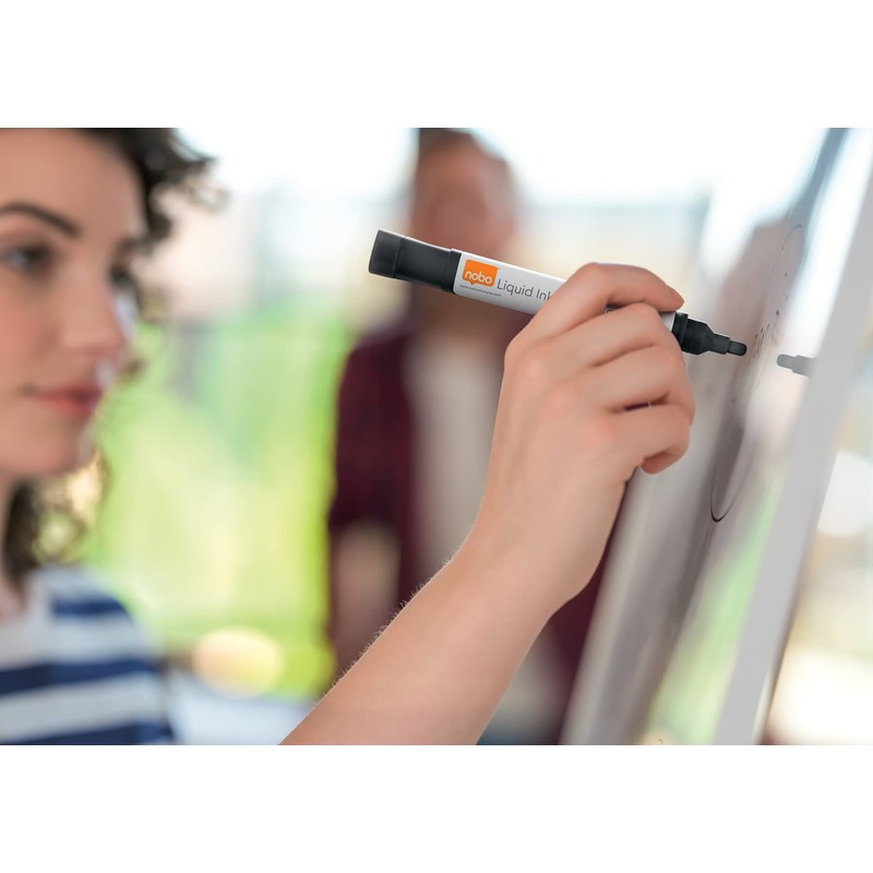 Nobo Liquid Ink Drywipe Whiteboard Pens, 3 mm Bullet Tip,
