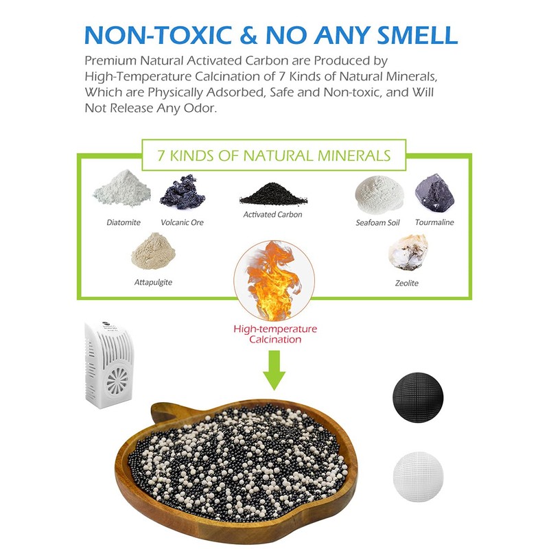 [2-Pack x 200g] Charcoal Bags with Plastic Box, Activated Carbon