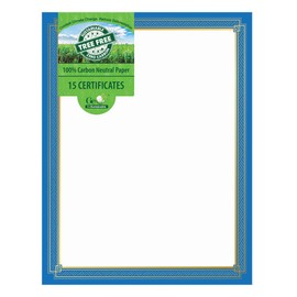 Elegant Blue Certificates Featuring Gold Foil Made from Recycled Bamboo, 8.5”x11”, 15/PK by Geographics®