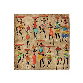 Ambesonne African Head Scarf, Woman Silhouettes, Hair Wrap, Ecru Multicolor