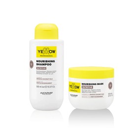 Alfaparf Milano Yellow Professional Nutritive - KIT: Shampoo (500 ml)+ Mascarilla Nutritiva (300 ml) para Cabello Seco y Quebradizo. Hidratación y Nutrición Profunda, con Aceite de Argán y Coco.