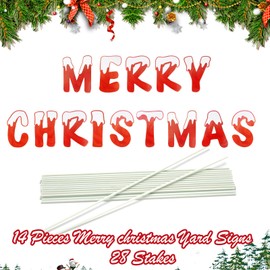 Decorniqu Christmas Yard Decorations Outdoor 14 Pieces Merry Christmas Yard Signs with Stakes 16" Large Letter Yard Display Set
