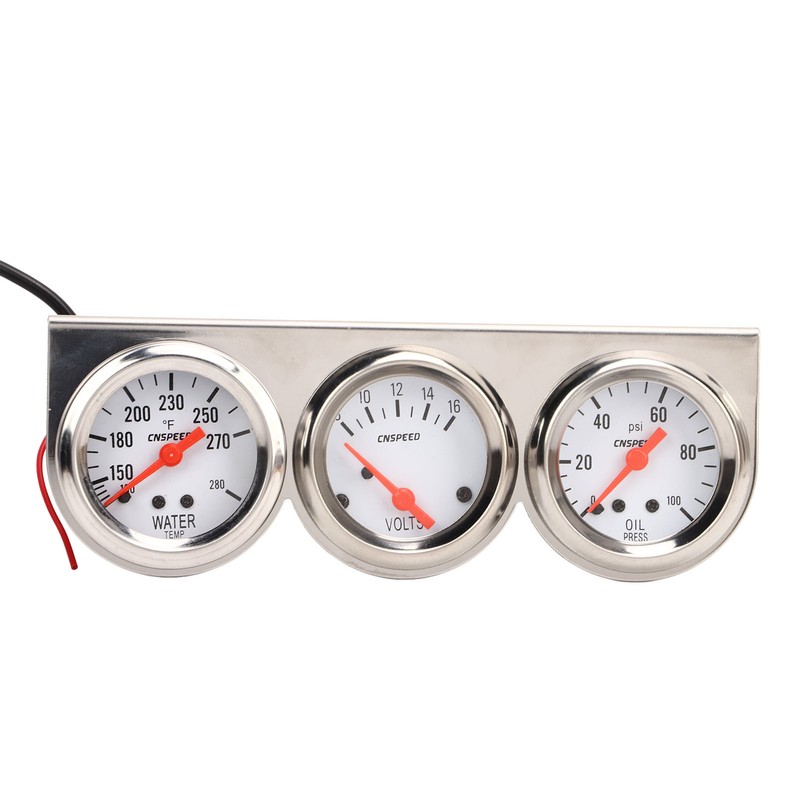 52mm Car Triple Gauge Kit White Dial 12V Oil Pressure