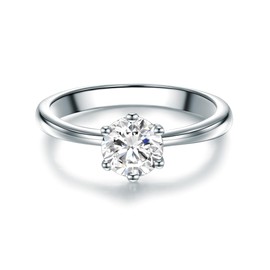 Tresor 1934 women’s Solitaire Ring, Sterling Silver, Zirconia, white Brilliant Cut, Engagement Ring, Silver Ring With Stone, Silver, silver