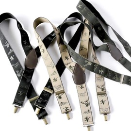 Gevard Men's Women's Kids Stretch Animal Suspenders, Made in Japan, For Adults and Children, animal beige