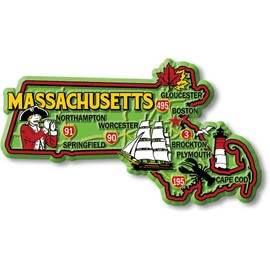 Massachusetts Colorful State Magnet by Classic Magnets, 4.4" x 2.5", Collectible Souvenirs Made in The USA