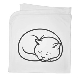 Azeeda 'Curled Up Sleeping British Shorthair Cat' Cotton Baby Blanket/Shawl (BY00044277)