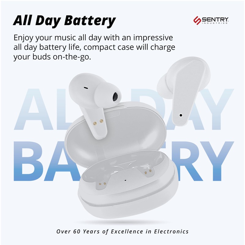 SENTRY OSE Wireless Stem Earbuds, Active Noise Canceling, -20 dB