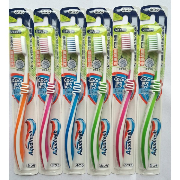 Aqua Fresh Toothbrush, Regular, Set of 6, Random Color