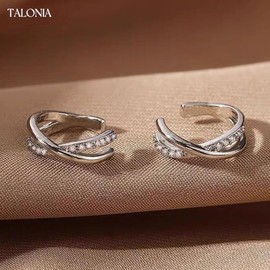 TALONIA Women's 925 Silver Ear Cuff, Hypoallergenic Metal, Zirconia, Fake Earrings, Simple, Cute, Cartilage, Zirconia Ear Cuff, Birthday Gift, Silver, Silver, No Gemstone