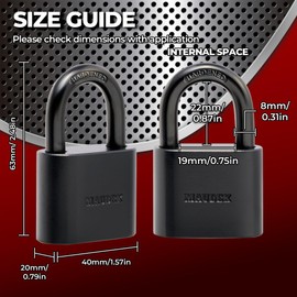 Maudex® PBK40 Weatherproof Padlock - Reliable Protection with 5 Keys, Protective Coating, Durable Steel for Storage Units, Gates & Property