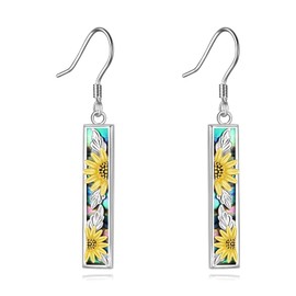 ONEFINITY Sunflower Earrings 925 Sterling Silver Sunflower Dangle Earrings Sunflower Jewelry Gift For Women