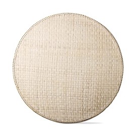 tag Pantai Alabaster Textured Woven Round Single Placemat, 15.0 inches White