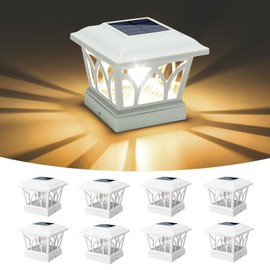 VOLISUN Solar Post Cap Lights Outdoor 8Pack, with Edison LED Bulbs, 2 Brightness Setting, Fence Post Lights Solar Powered for Garden Fence Deck Mailbox Yard Porch, Fits 4x4 6x6 Posts(Slate White)