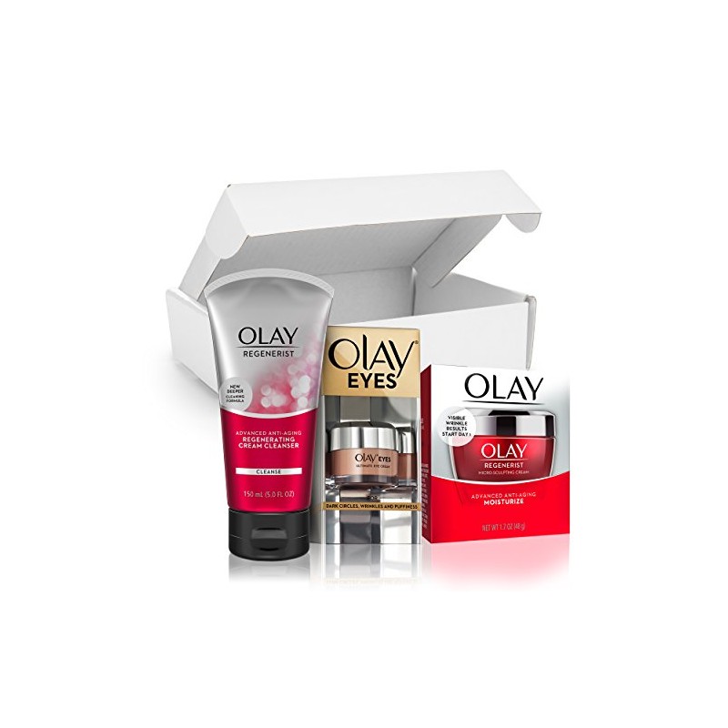 Olay Anti-Aging Skincare Kit with Regenerist Cleanser, Moisturizer & Eye