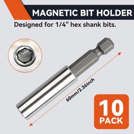 10 Pack Magnetic Extension Bit Holder, 1/4" Strong Hex Shank Screwdriver Bit Driver Set Can Holding Screwdriver Bits and Screws