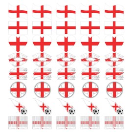National Flag - English Rugby/Football Country Flag, 8 Pack /40 Tattoos Temporary Face & Body Tattoo Sticker for trips to the pub, Sporting events St Georges Day (England)